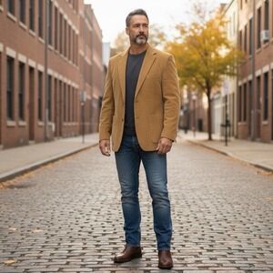 Vintage Levi's Menswear Corduroy Sport Coat Blazer Jacket Made in USA Tan 42R